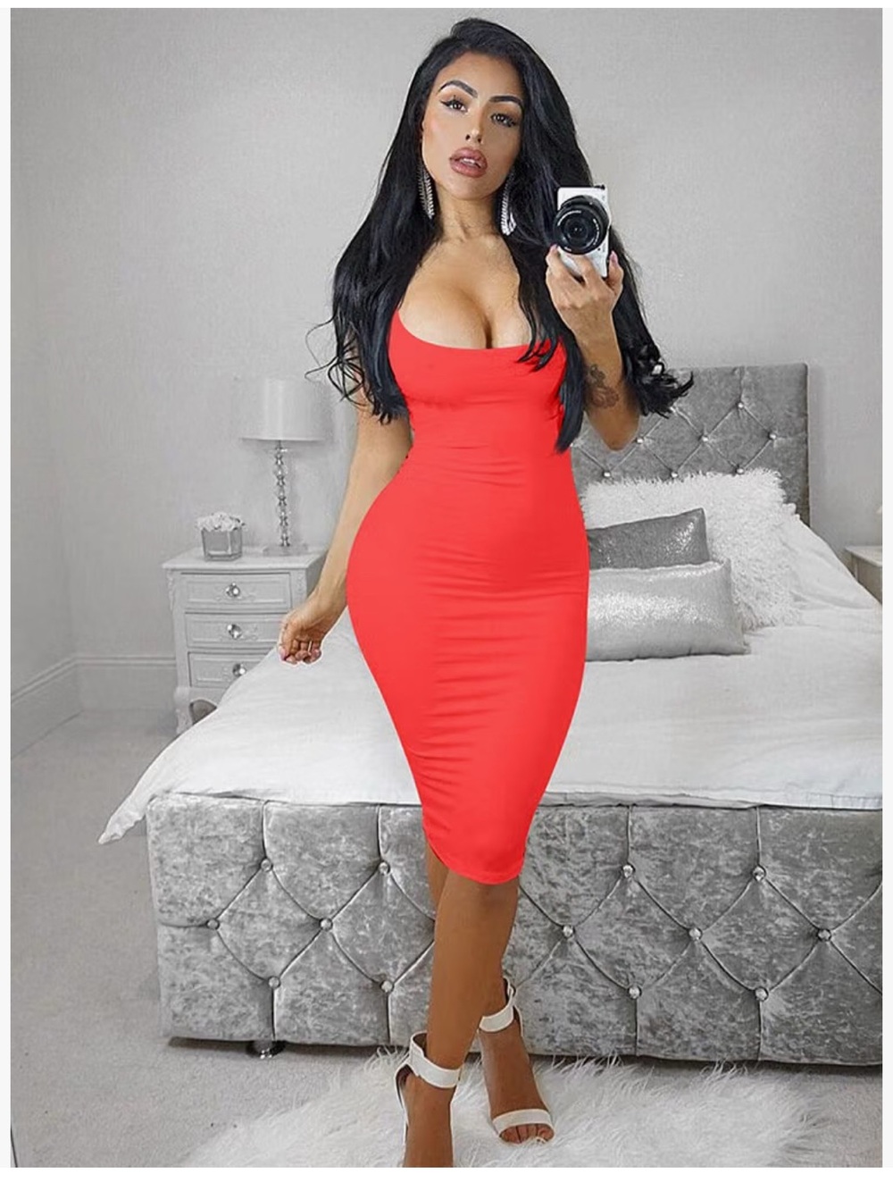 NWOT Women’s Sleeveless Bodycon Dress in Bright Coral Large